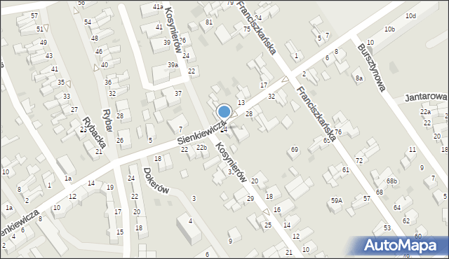 Koszalin, Sienkiewicza Henryka, 24, mapa Koszalina