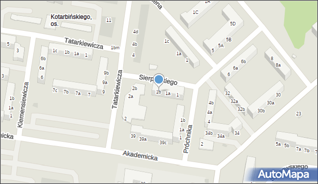 Koszalin, Sierpińskiego Wacława, 1b, mapa Koszalina
