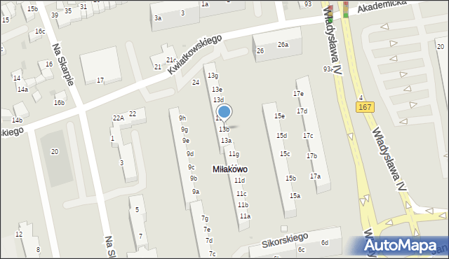Koszalin, Sikorskiego Władysława, gen., 13b, mapa Koszalina