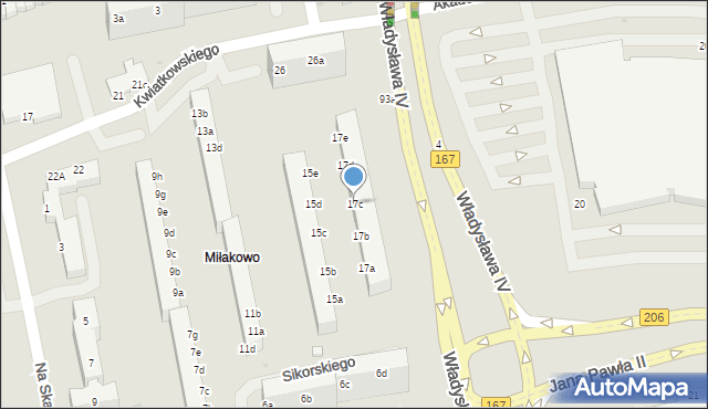 Koszalin, Sikorskiego Władysława, gen., 17c, mapa Koszalina
