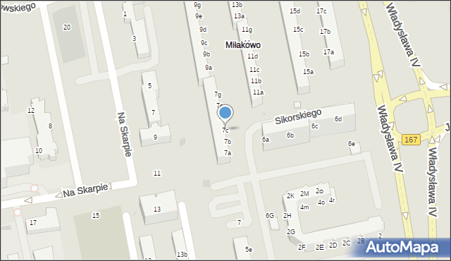 Koszalin, Sikorskiego Władysława, gen., 7c, mapa Koszalina