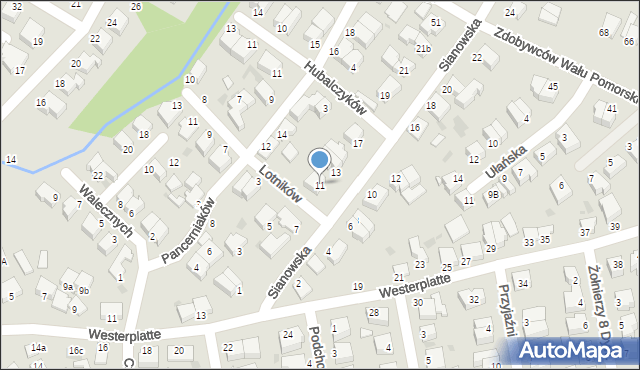 Koszalin, Sianowska, 11, mapa Koszalina