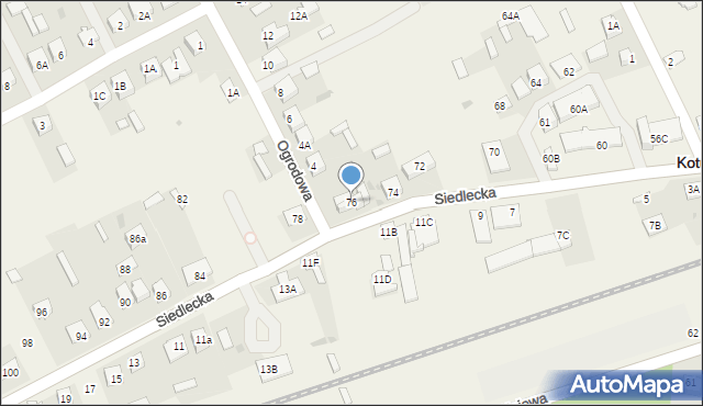 Kotuń, Siedlecka, 76, mapa Kotuń