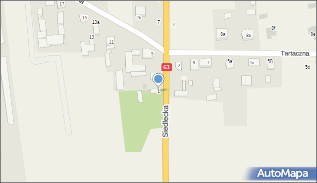 Kowiesy, Siedlecka, 1, mapa Kowiesy