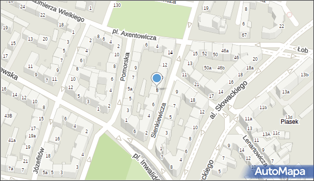 Kraków, Sienkiewicza Henryka, 8, mapa Krakowa