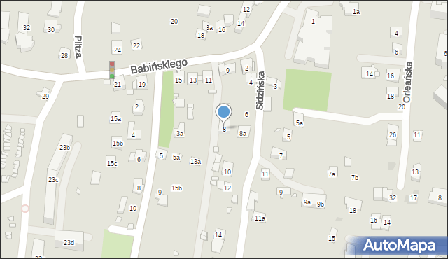 Kraków, Sidzińska, 8, mapa Krakowa