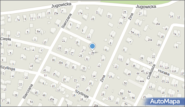 Kraków, Siarczana, 15, mapa Krakowa