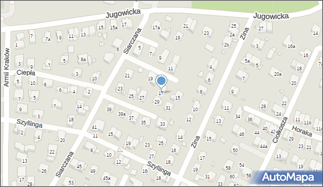 Kraków, Siarczana, 17, mapa Krakowa