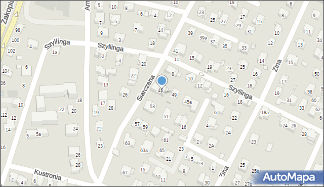 Kraków, Siarczana, 47, mapa Krakowa