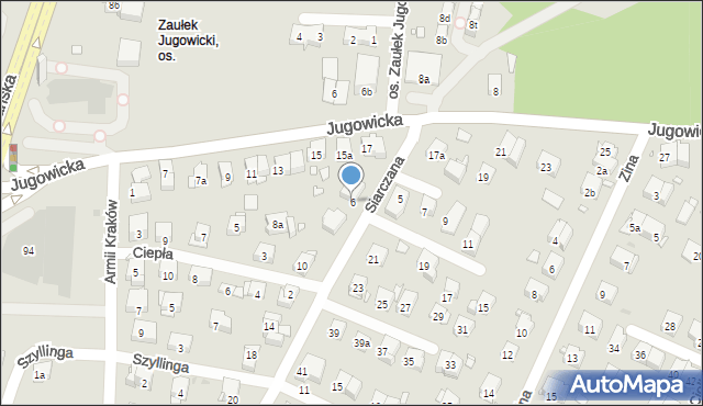 Kraków, Siarczana, 6, mapa Krakowa