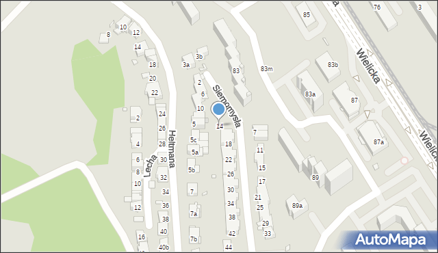 Kraków, Siemomysła, 14, mapa Krakowa