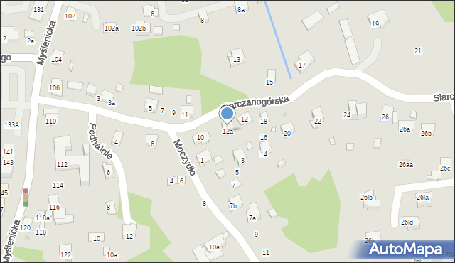 Kraków, Siarczanogórska, 12a, mapa Krakowa