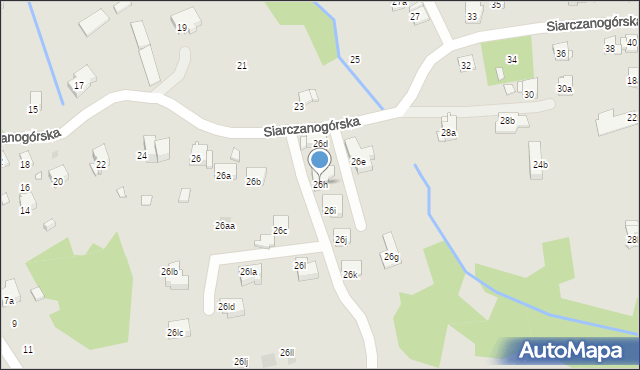 Kraków, Siarczanogórska, 26h, mapa Krakowa