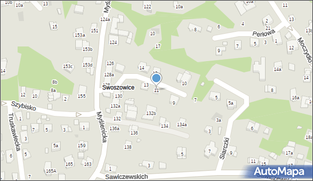 Kraków, Siarczki, 11, mapa Krakowa