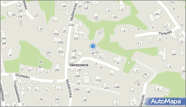 Kraków, Siarczki, 14, mapa Krakowa