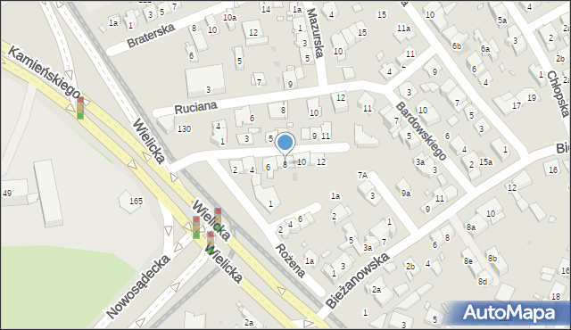 Kraków, Siostrzana, 8, mapa Krakowa