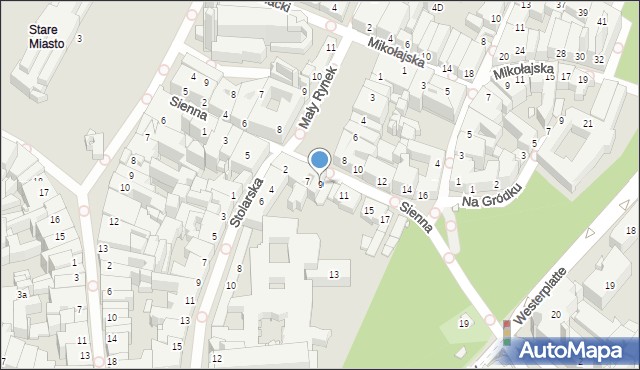 Kraków, Sienna, 9, mapa Krakowa