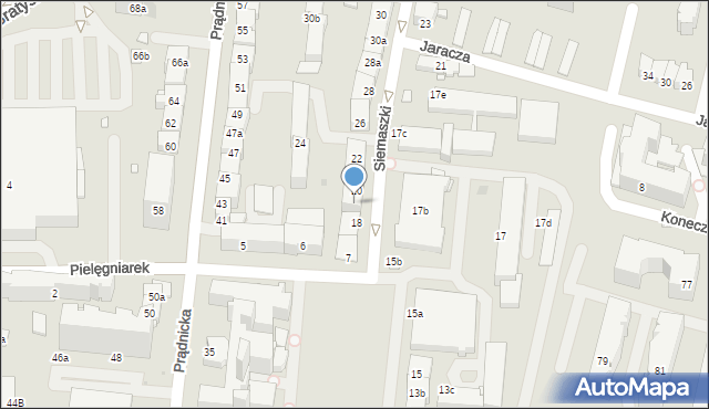 Kraków, Siemaszki Kazimierza, ks., 20b, mapa Krakowa