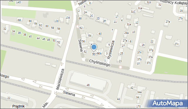 Kraków, Siewna, 50, mapa Krakowa