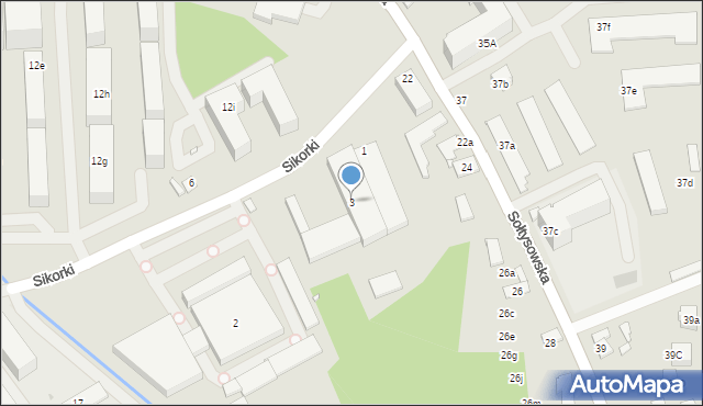 Kraków, Sikorki, 3, mapa Krakowa