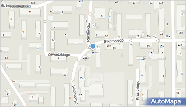 Kraśnik, Sikorskiego Władysława, gen., 23, mapa Kraśnik