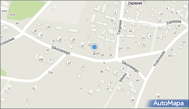 Krasnobród, Sikorskiego Władysława, gen., 20, mapa Krasnobród