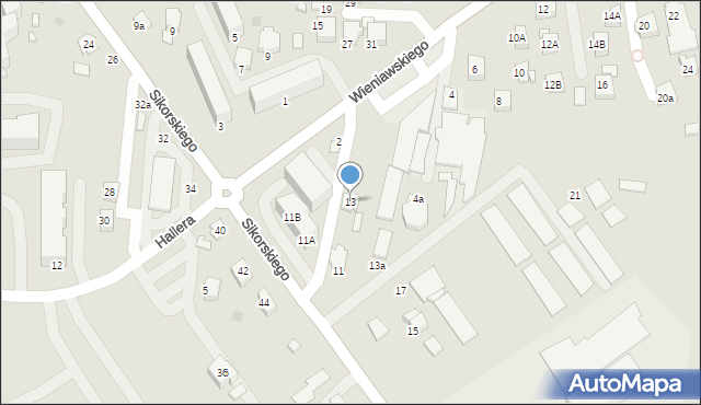 Krosno, Sikorskiego Władysława, gen., 13, mapa Krosna