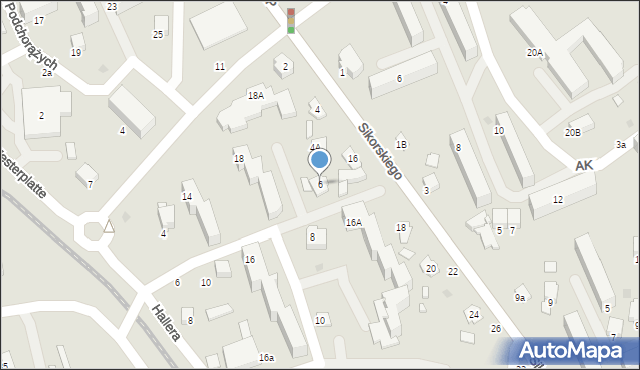 Krosno, Sikorskiego Władysława, gen., 6, mapa Krosna