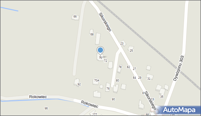 Krosno, Sikorskiego Władysława, gen., 70, mapa Krosna