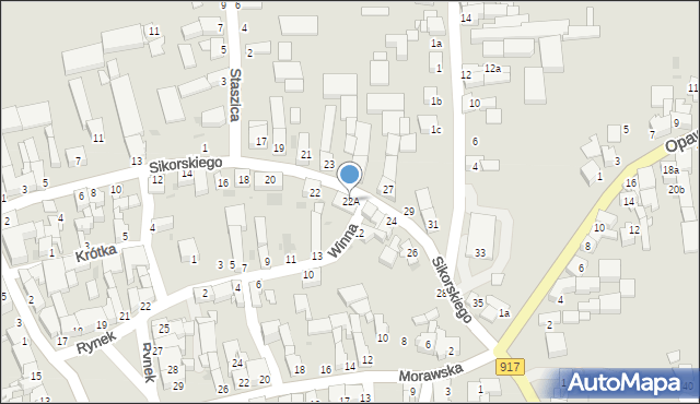 Krzanowice, Sikorskiego Władysława, gen., 22A, mapa Krzanowice