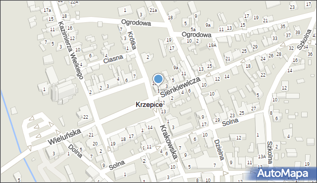 Krzepice, Sienkiewicza Henryka, 1, mapa Krzepice