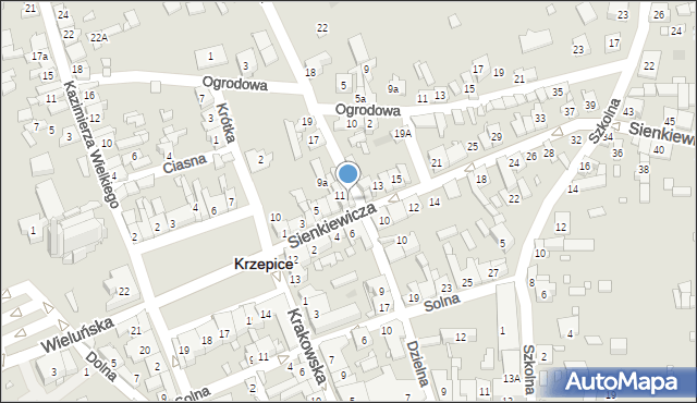 Krzepice, Sienkiewicza Henryka, 11a, mapa Krzepice