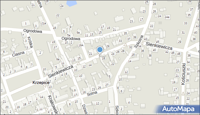 Krzepice, Sienkiewicza Henryka, 18a, mapa Krzepice