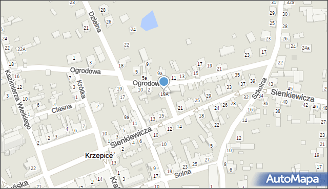 Krzepice, Sienkiewicza Henryka, 19A, mapa Krzepice