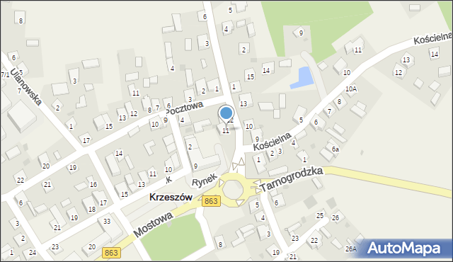 Krzeszów, Sieniawska, 11, mapa Krzeszów