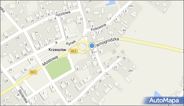 Krzeszów, Sieniawska, 5, mapa Krzeszów