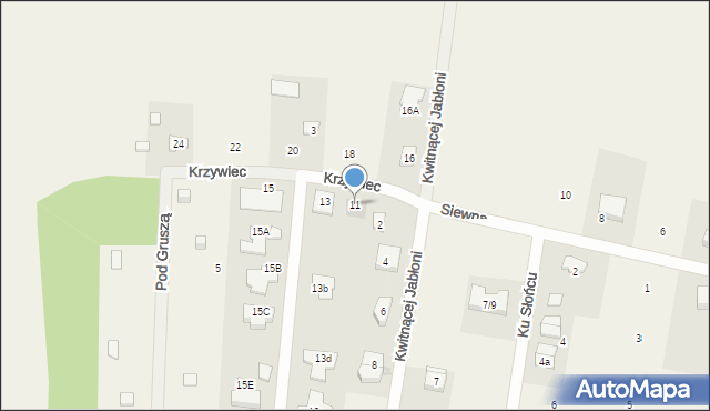 Krzywiec, Siewna, 11, mapa Krzywiec