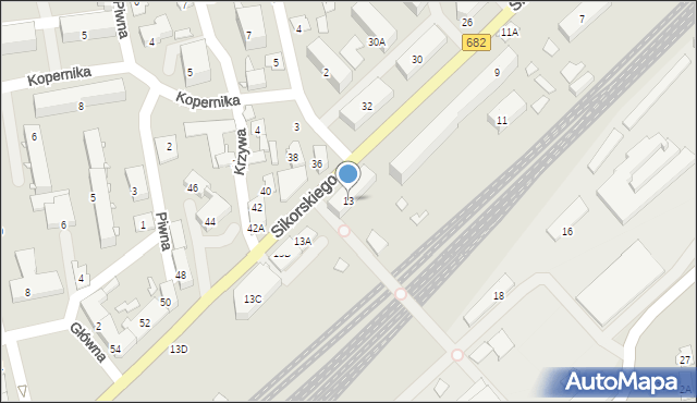 Łapy, Sikorskiego Władysława, gen., 13, mapa Łapy