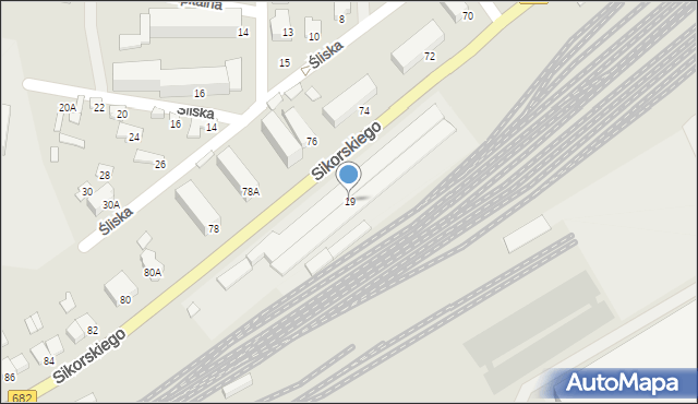 Łapy, Sikorskiego Władysława, gen., 19, mapa Łapy