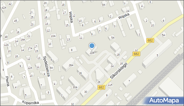 Łapy, Sikorskiego Władysława, gen., 22A, mapa Łapy