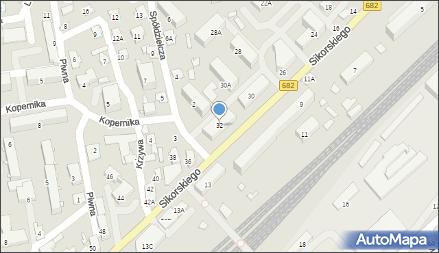 Łapy, Sikorskiego Władysława, gen., 32, mapa Łapy