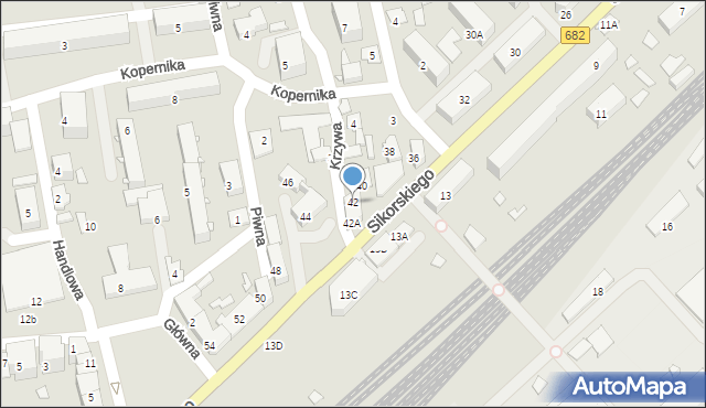 Łapy, Sikorskiego Władysława, gen., 42, mapa Łapy