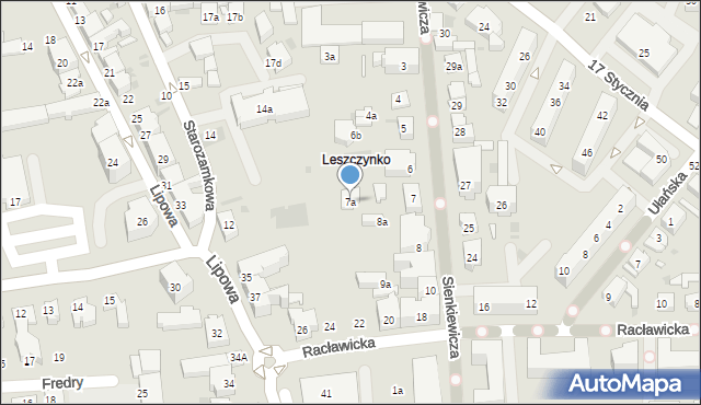 Leszno, Sienkiewicza Henryka, 7a, mapa Leszno