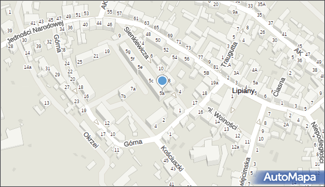 Lipiany, Sienkiewicza Henryka, 5a, mapa Lipiany