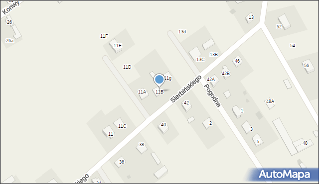 Lipniki, Sierbińskiego E., ks. kan., 11B, mapa Lipniki
