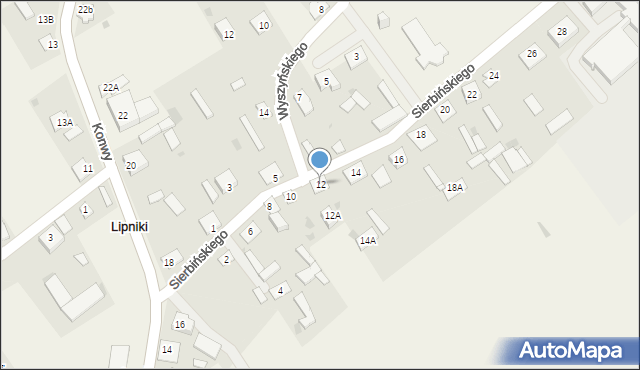 Lipniki, Sierbińskiego E., ks. kan., 12, mapa Lipniki