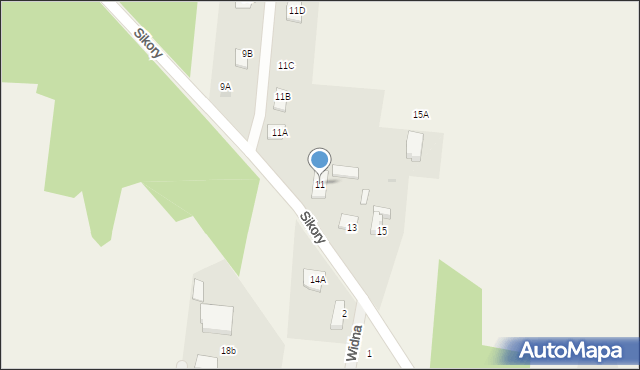 Liszyno, Sikory Wawrzyńca, 11, mapa Liszyno