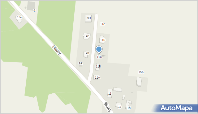 Liszyno, Sikory Wawrzyńca, 11C, mapa Liszyno