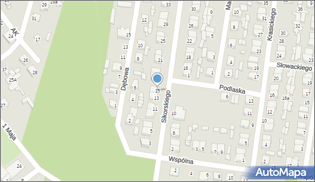 Łochów, Sikorskiego Władysława, gen., 15, mapa Łochów