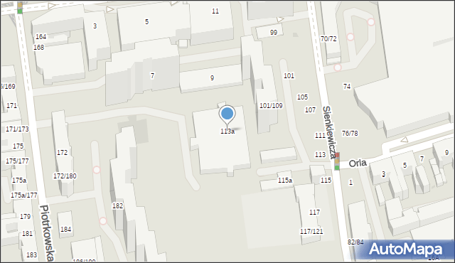 Łódź, Sienkiewicza Henryka, 113a, mapa Łodzi